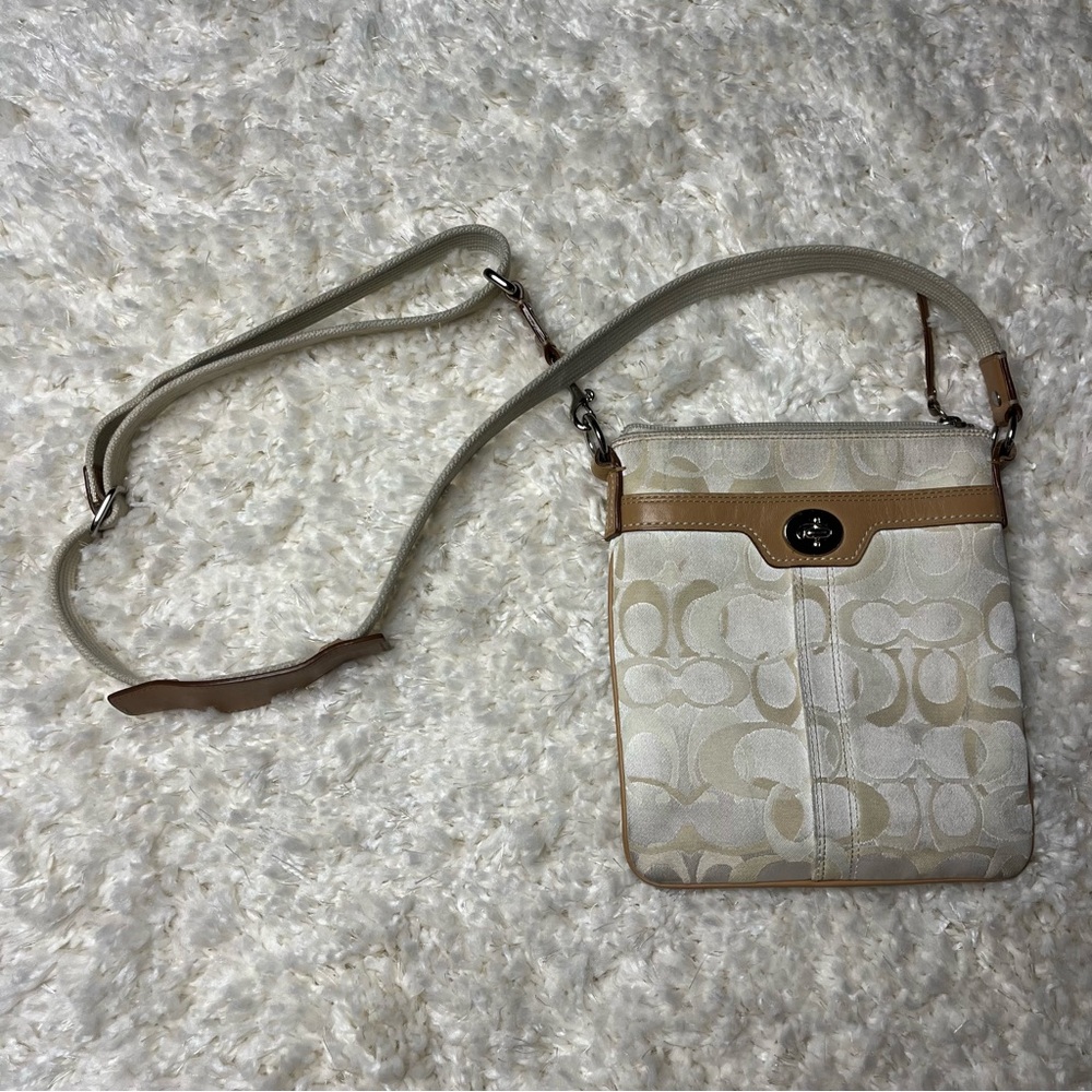 Coach white and brown with the classuc C design crossbody